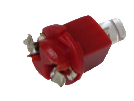 Żarówka LED BAX7x12 R5 T5 5mm czerwona 12V w oprawce EBSR