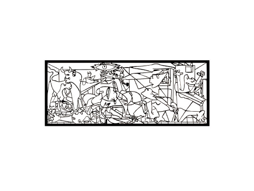 Ażurowy obraz, dekoracja ścienna 3D, Obraz 3D "Guerenica Pablo Picasso" 100x40cm Czarny
