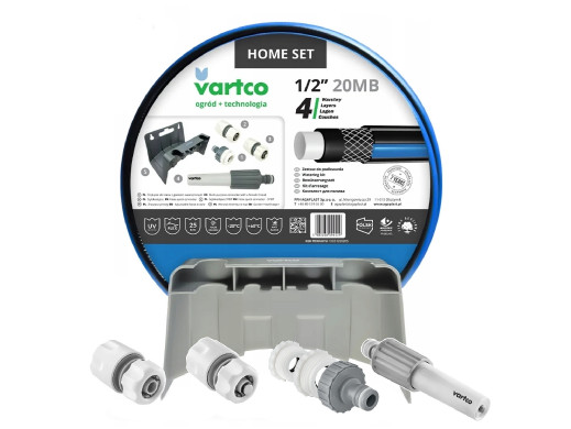Wąż ogrodowy Vartco Home 1/2" 20m, Zestaw złączkl