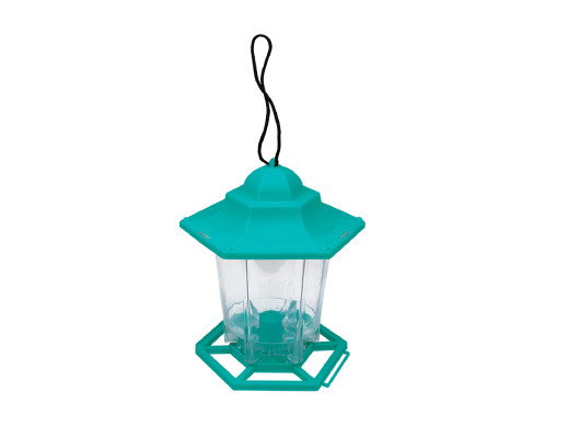 Karmnik z daszkiem plastikowym, kolor zielony, wymiary: szerokość 13cm, wysokość 18 cm
