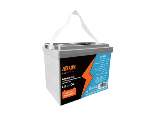 Akumulator Litowo-Żelazowo-Fosforanowy LiFePo4 Lexton, Z układem BMS, 12.8V, 70Ah, LXLFP70