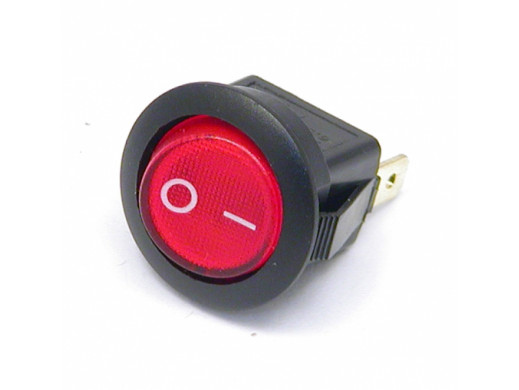 Przełącznik klawiszowy podświetlany 2 pozycje 3 pin 220V czerwony okrągły