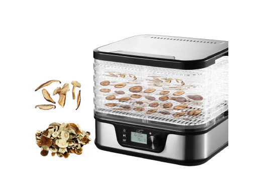Suszarka do grzybów, warzyw, owoców, mięs LTC, Regulowana moc, Antypoślizgowa podstawa, 5 tacek, Możliwość mycia sit w zmywarce,