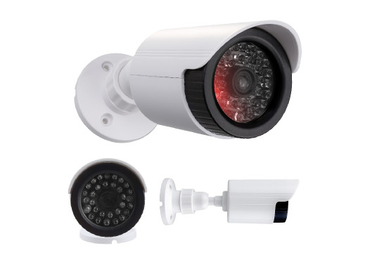 Atrapa kamery tubowej, diody IR LED, biała, zasilanie 2xAA (brak w zestawie), ABS, IR1800 W