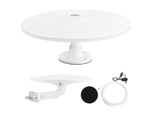 Antena wielokierunkowa DVB-T/T2 HEVC Maclean, aktywna, camper, Centralne mocowanie kabla,  MCTV-104