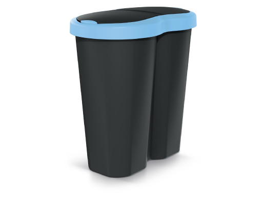 Kosz na śmieci Compacta R Duo, Niebieski/czarny, pojemność 40L, Jedna komora, Dwie pokrywki, NDRF40-2717C_S411