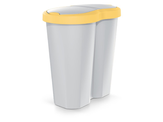 Kosz na śmieci Compacta R Duo, Żółty/popielaty, pojemność 40L, Jedna komora, Dwie pokrywki, NDRF40-1215C_427C