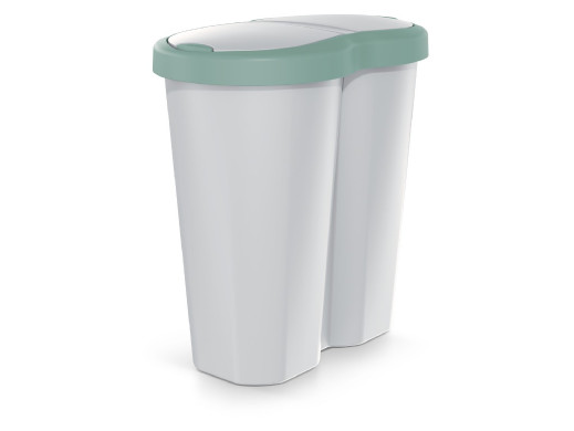 Kosz na śmieci Compacta R Duo, Zielony/popielaty, pojemność 40L, Jedna komora, Dwie pokrywki, NDRF40-5575C_427C