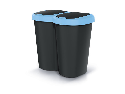 Kosz na śmieci Compacta B Duo, Niebieski/czarny, pojemność 40L, Jedna komora, Dwie pokrywki, Wersja przyścienna, NDBS40-2717C_S4