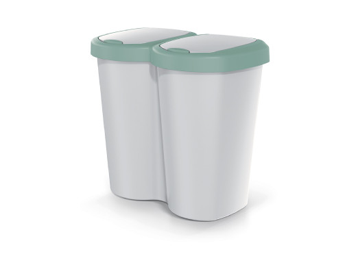 Kosz na śmieci Compacta B Duo, Zielony/popielaty, pojemność 40L, Jedna komora, Dwie pokrywki, Wersja przyścienna, NDBS40-5575C_4