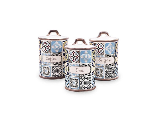 Zestaw ceramicznych pojemników Holiday in Porto Maestro, 3 elementy, Pojemność 800ml, Silikonowa uszczelka, MR-20005-03CS