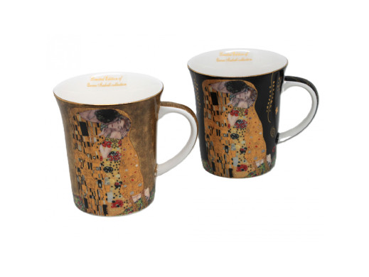 Kubki Gustav Klimt Pocałunek Czarny Brązowy Para Sztuka, Queen Isabel

