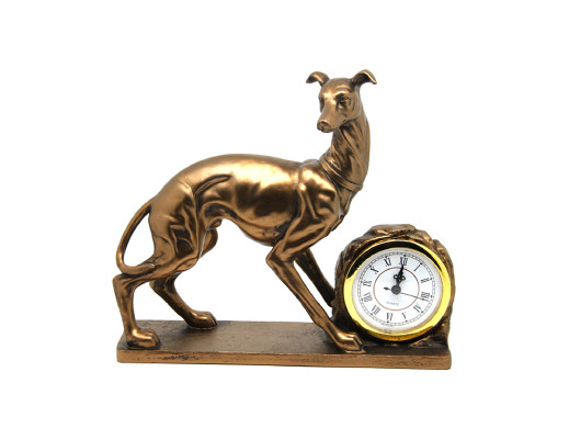 Figurka Chart Pies Zegar Brązowa Rzeźba Dekoracyjna, Queen Isabel

