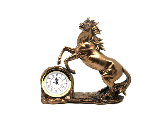 Figurka Koń Wspinający Zegar Brązowa Rzeźba Rzymskie Cyfry, Queen Isabel

