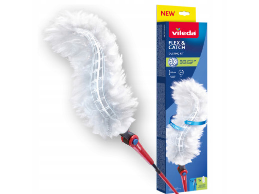Miotełka do kurzu Vileda Flex&Catch, Z długą rączką, 1 wkład w zestawie, Zabezpieczenie przed zsuwaniem, Elastyczna główka, 1794