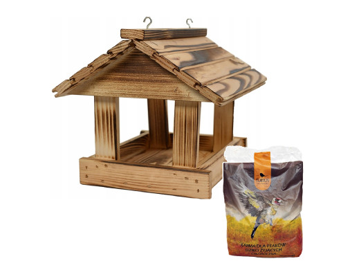 Karmnik opalany Eko, Woodok + ziarno dla ptaków 1KG