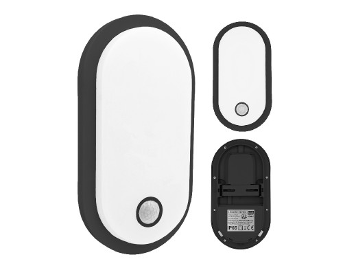Lampa LED z czujnikiem ruchu Maclean , czujnik PIR, czarna, 10W/15/18W, IP65, możliwość zmiany barwy 3000/4000/6000K,  MCE534 B