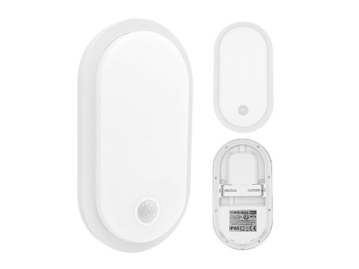 Lampa LED z czujnikiem ruchu Maclean , czujnik PIR, biała, 10W/15/18W, IP65, możliwość zmiany barwy 3000/4000/6000K,  MCE534 W