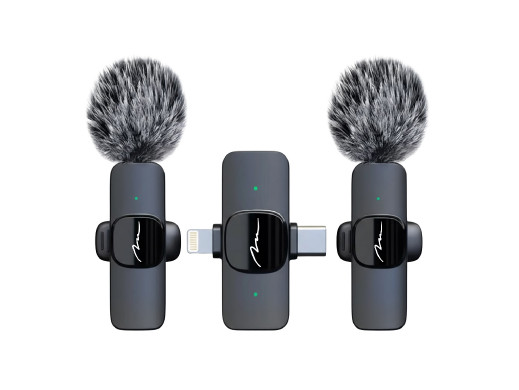 MICRO-MIC DUO - 2x Mikrofon Bezprzewodowy Krawatowy (zestaw), na klips, iOS & Android (OTG), mini, superczuły. USB-C & LIGHTNING