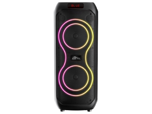 Duży głośnik Bluetooth, 120W RMS/ 1400W PMPO, dwa głośniki 8", FM Radio, Equalizer, funkcja karaoke, MP3/karty microSD, USB, AUX