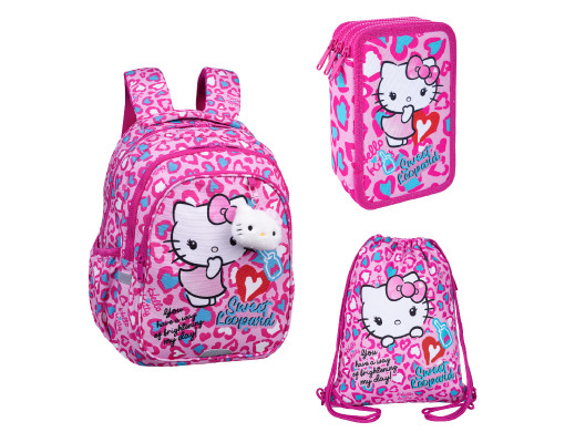 Zestaw szkolny Hello Kitty Coolpack, Plecak 3-komorowy Jerry (15"), Piórnik Jumper 3 z wyposażeniem oraz worek sportowy na buty