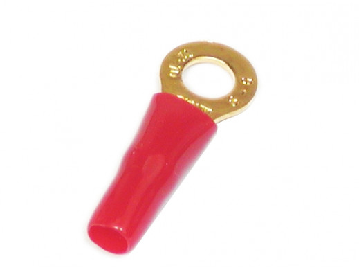 Konektor oczko 6mm na kabel 5mm2 gold czerwony lub czarny izolowany
