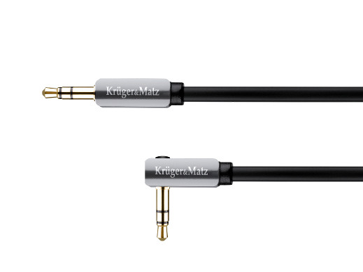 Kabel wtyk kątowy - wtyk prosty  jack 3.5  stereo 1.0m Kruger&amp;Matz