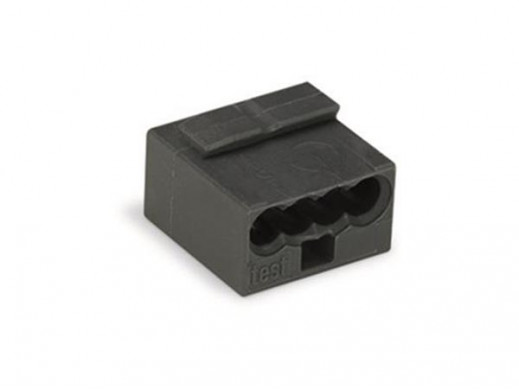 MICRO PUSH-WIRE CONNECTOR FOR JUNCTION BOXES 4-CONDUCTOR TERMINAL BLOCK, DARK GREY