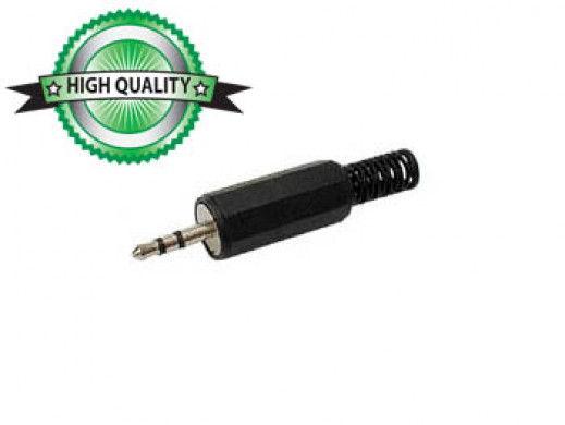 2.5mm MALE JACK CONNECTOR - PLASTIC BLACK STEREO