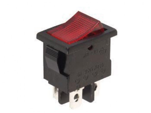 POWER ROCKER SWITCH 5A-250V DPST ON-OFF - RED