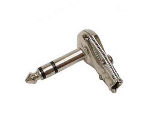 6.35mm 90° MALE JACK CONNECTOR - NICKEL STEREO