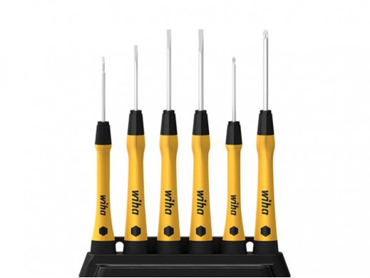 WIHA - FINE SCREWDRIVER SET PICOFINISH® ESD SLOTTED, PHILLIPS 6 pcs WITH HOLDER