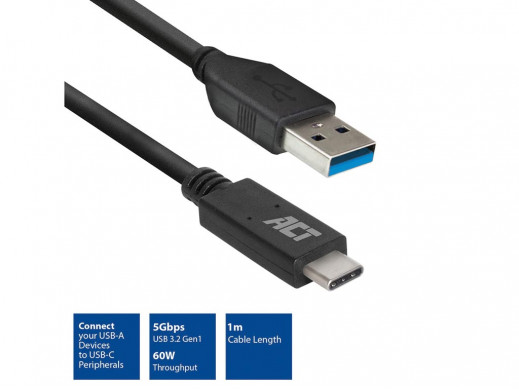 Kabel USB 3.0, USB-A do USB-C, 1 metr